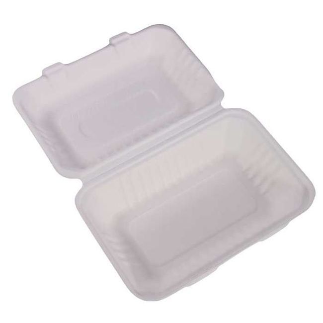 Kitch 24/7 White Compostable Molded Fiber Hinged Container, 9 X 6 In -- 200 Per Case