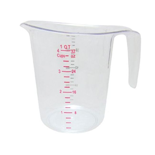 Winco Pmcp-100 Polycarbonate Clear Measuring Cup With Color Graduations, 1qt Capacity