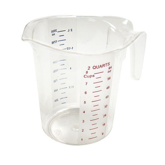 Winco Pmcp-200 Clear Polycarbonate Measuring Cup With Color Graduations, 2 Qt Capacity