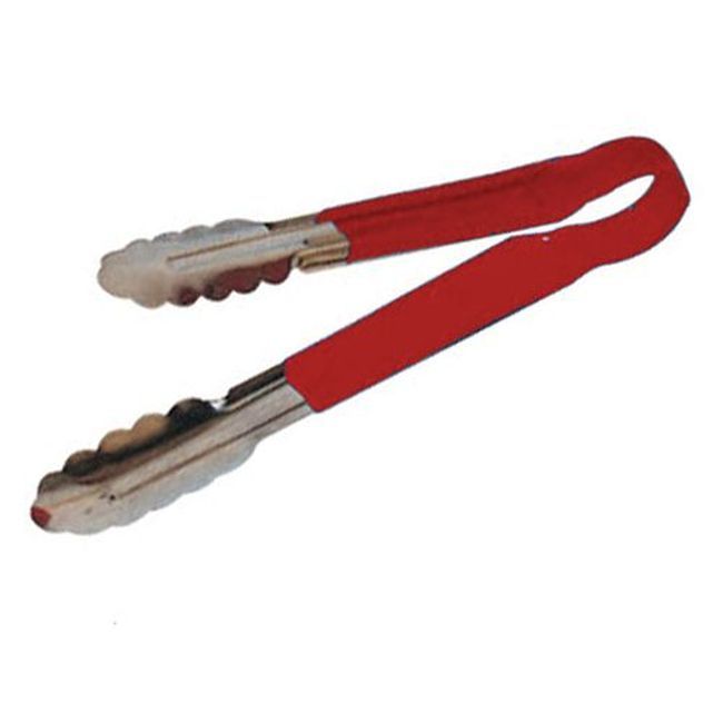 Winco Ut-12hp-r Heavy-duty Stainless Steel Utility Tong With Red Plastic Handle, 12 In