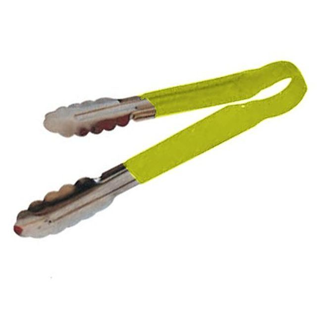 Winco Ut-12hp-y Heavy-duty Stainless Steel Utility Tong With Yellow Plastic Handle, 12 In