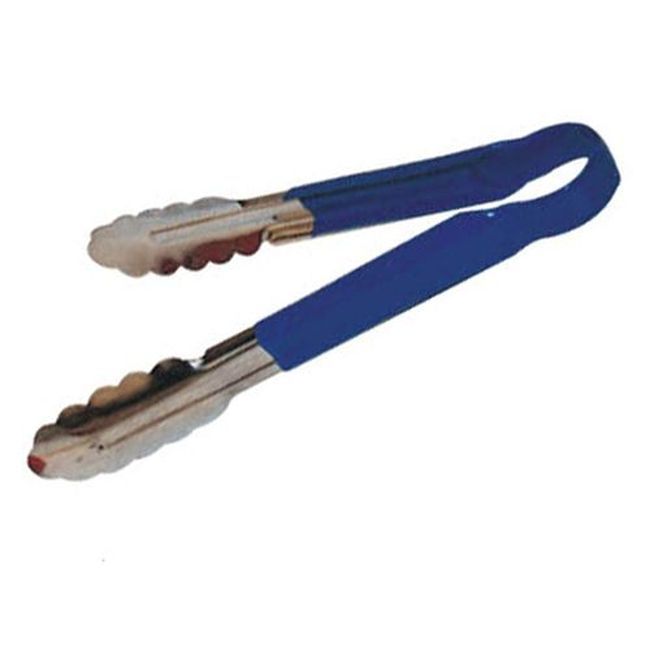 Winco Ut-9hp-b Heavy-duty Stainless Steel Utility Tong With Blue Plastic Handle, 9 In