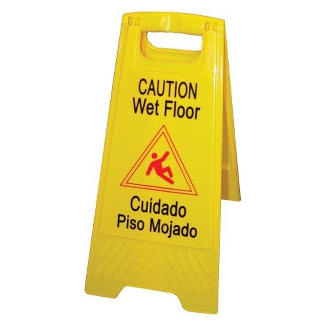 Winco Wcs-25 Bilingual Yellow Fold-out Wet Floor Caution Sign, 9.88 X 1 X 24.5 In