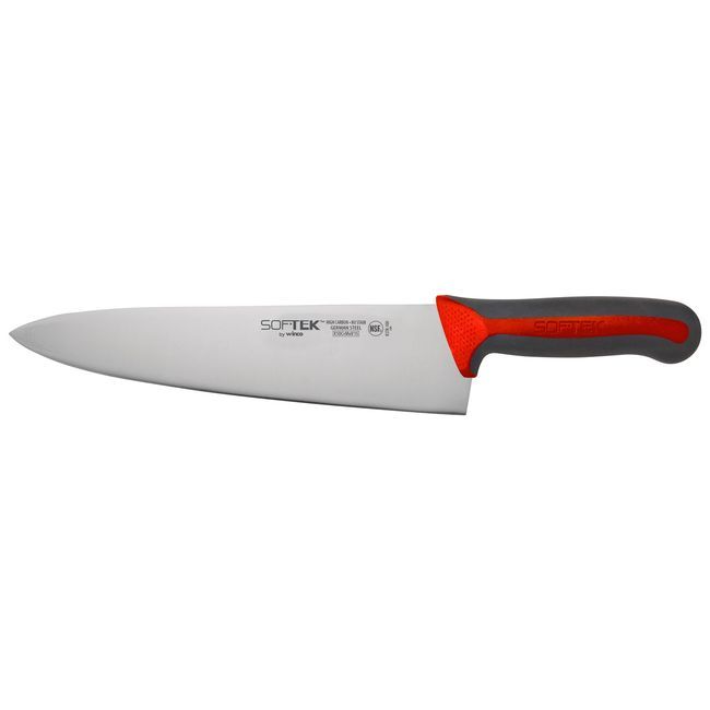 Winco Kstk-100r Sof-tek Red Soft Grip Handle Chef's Knife, 10 In