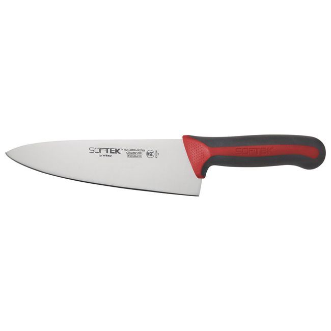 Winco Kstk-80r Sof-tek Red Handle Chef's Knife, 8 In
