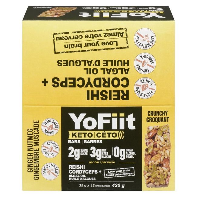 Yofiit Barre Cétogène Au Gingembre Avec Adaptogènes Gingembre, 35 G -- 12 Par Boîte