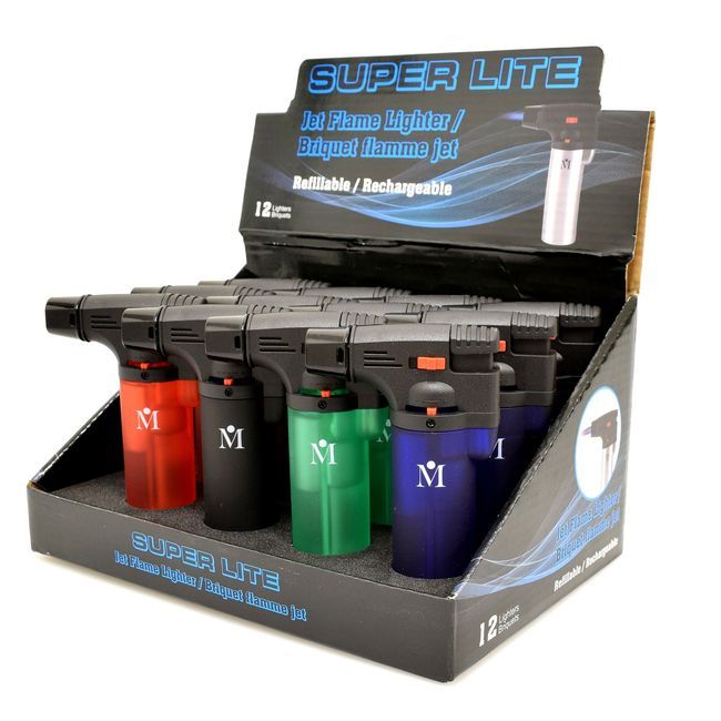 Super Lite Jet Flame Refillable Lighter -- 12 Per Case
