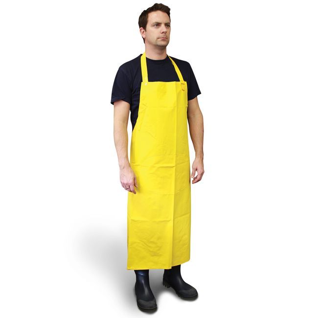 Think Safety Tablier Bavette En Pvc Jaune 13 Mil Avec Patch Pour Le Ventre, 35 X 45 Po