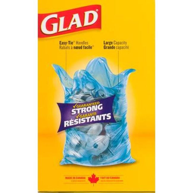 Glad 90 L Blue Large Easy Tie Recycling Garbage Bag, 30 Count -- 8 Per Case