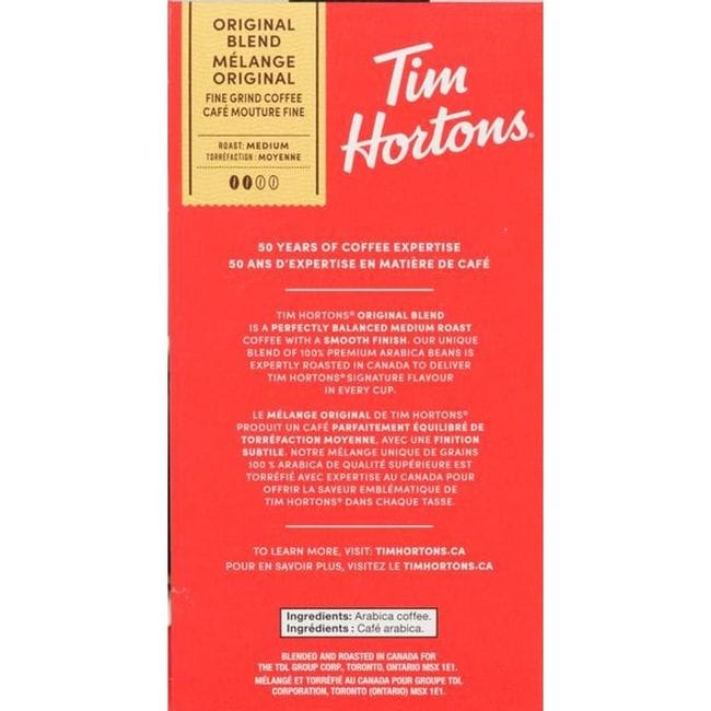 Tim Hortons Original Blend K Cup Coffee Capsules, 30 Count -- 4 Per Case