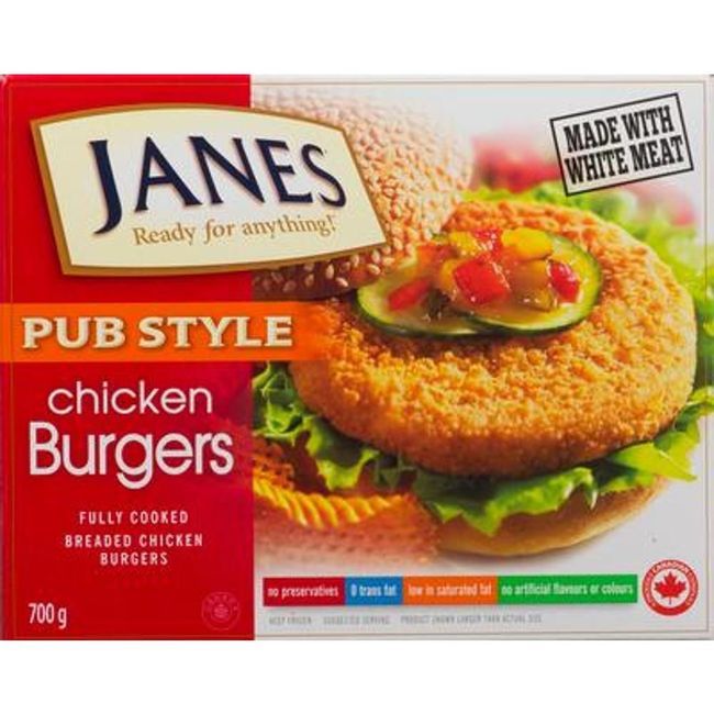 Janes Pub Style Chicken Burger, 700 G -- 6 Per Case