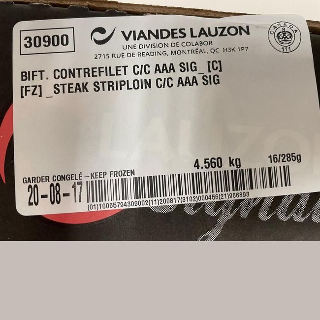 Lauzon Signature Centre Cut Aaa Beef Steak Striploin, 285 G -- 16 Per Case
