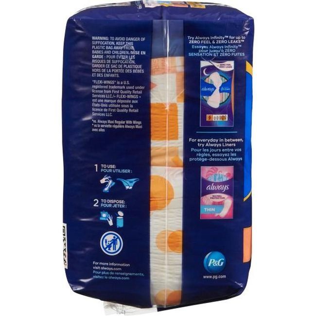 Always Maxi Over Night Sanitary Pad, 16 Count -- 12 Per Case