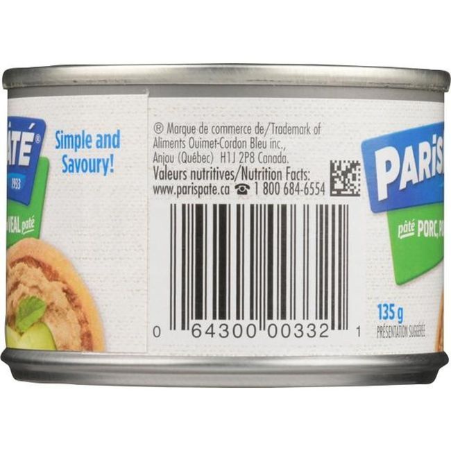 Paris Pate Pork Chicken Veal, 135 G -- 24 Per Case