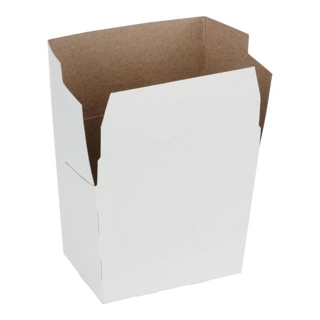 Dover Cup 16 Oz White Paperboard Square French Fry Food Pail, 100 Count -- 10 Per Case
