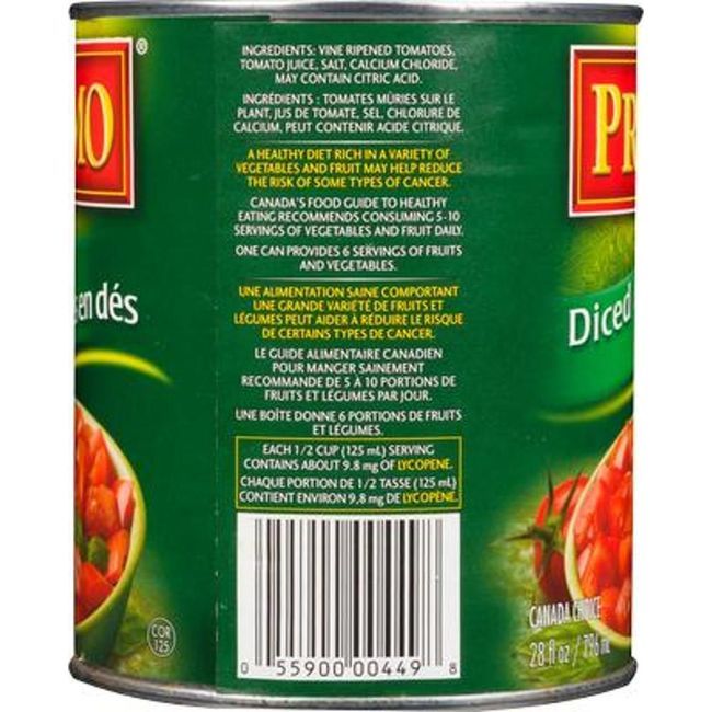 Primo Tomates En Dés, 796 Ml -- 24 Par Boîte