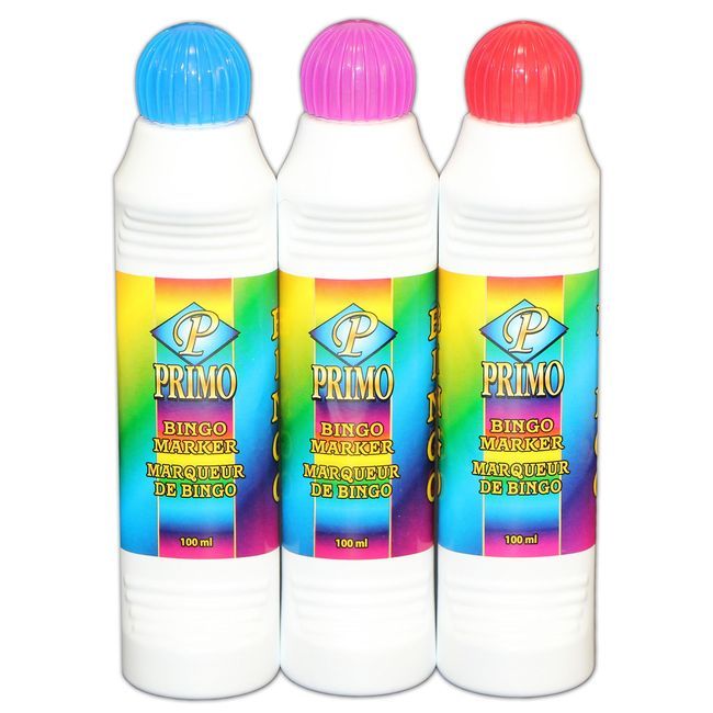 Primo Tampons De Bingo Bleus, Rouges Et Magenta, 100 Ml -- 36 Par Boîte