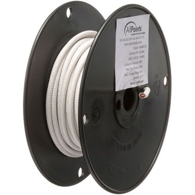 Allpoints All381264 Fil Blanc Haute Température De Calibre 12, Rouleau De 50 Pieds