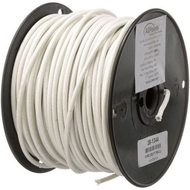 Allpoints All381344 Fil Blanc Haute Température Calibre 12, Rouleau De 76,2 M