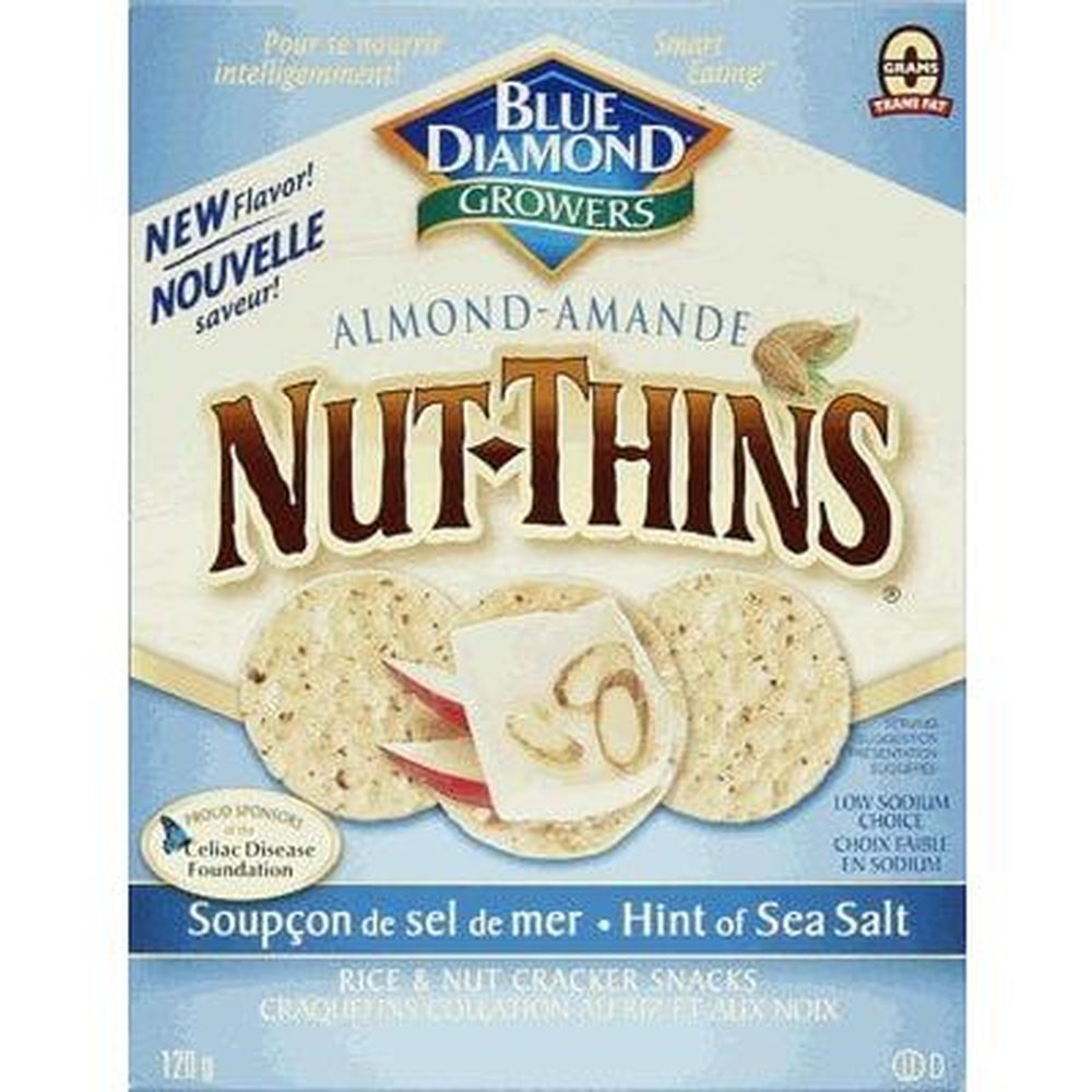 Blue Diamond Nut Thins, Craquelins Aux Amandes, Au Riz Et Aux Noix Avec Une Touche De Sel De Mer, 120 G -- 12 Par Boîte