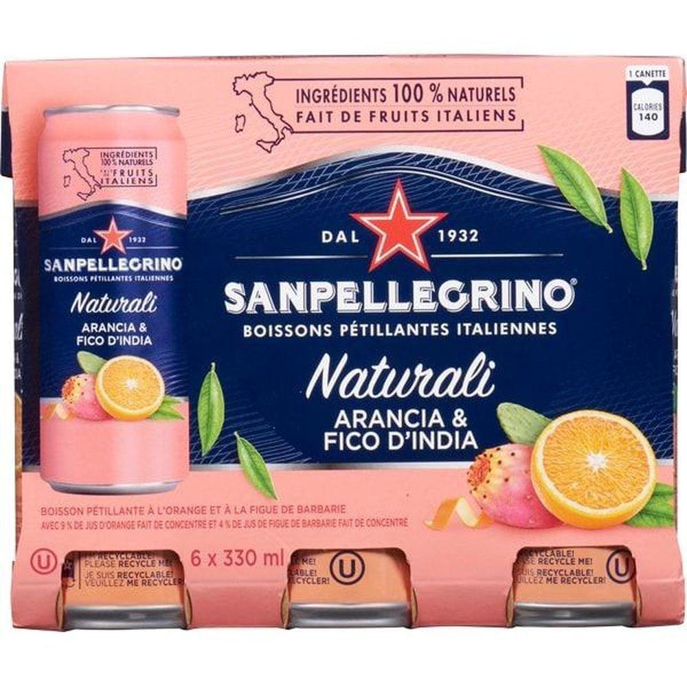 San Pellegrino Boisson Pétillante Aracianta Ficodindia, 330 Ml -- 24 Par Caisse