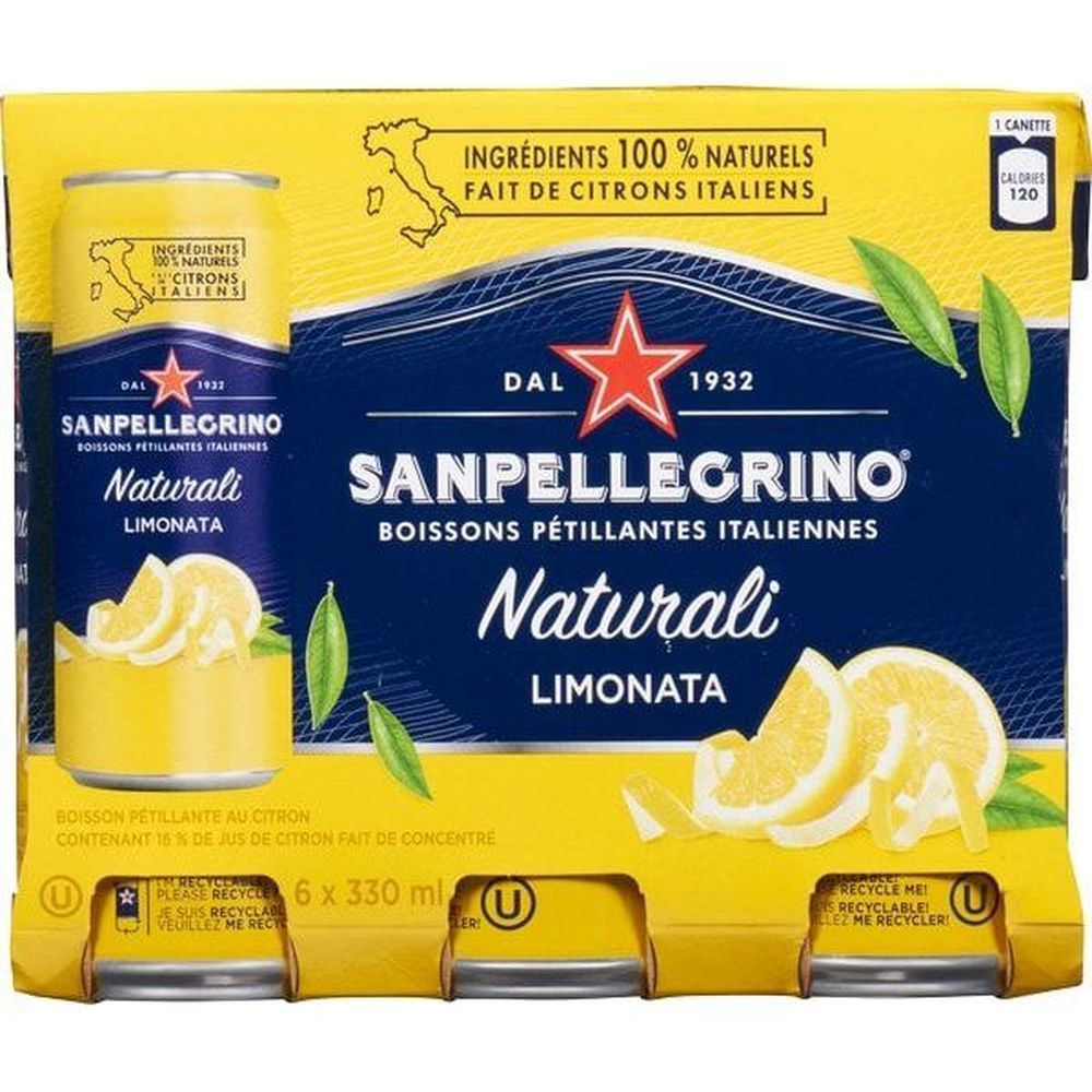San Pellegrino Boisson Gazeuse Au Citron, 330 Ml -- 24 Par Caisse