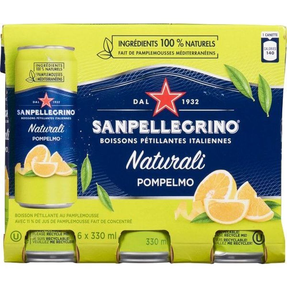 San Pellegrino Boisson Pétillante Pompelmo, 330 Ml -- 24 Par Caisse