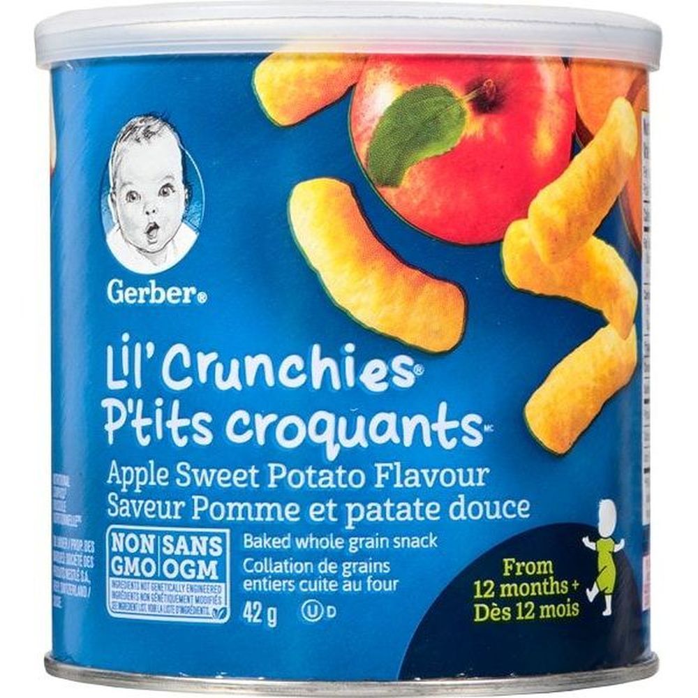 Gerber Collations Pour Tout-petits Lil Crunchies Aux Pommes Et Aux Patates Douces, 42 G -- 6 Par Boîte