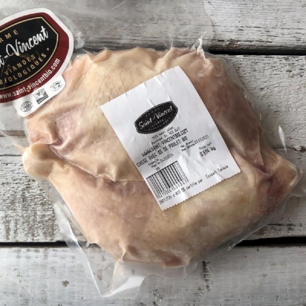 Saint Vincent Organic Chicken Thigh With Bone, 500 G - 10 Per Case