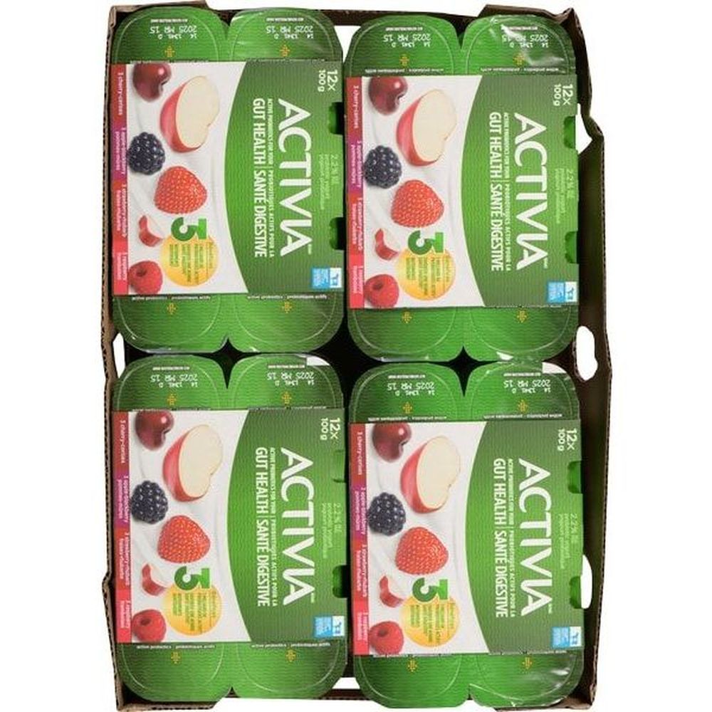 Activia 100g Raspberry Apple Blackberry Strawberry Yogurt, 12 Count -- 4 Per Case