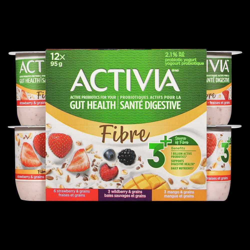 Activia Yaourt Aux Fraises, Aux Baies Sauvages Et À La Mangue, 95 G, 12 Unités -- 4 Par Boîte