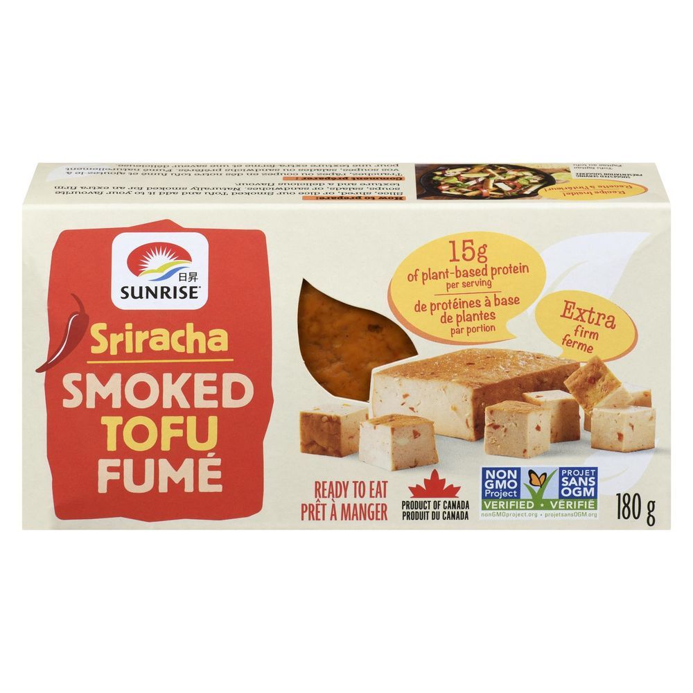 Sunrise Soya Foods Tofu Fumé Sriracha, 180 G -- 12 Par Boîte