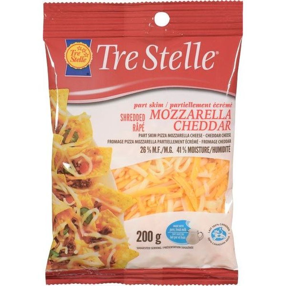 Tre Stelle Mozzarella And Cheddar Shredded Cheese, 200 G -- 12 Per Case