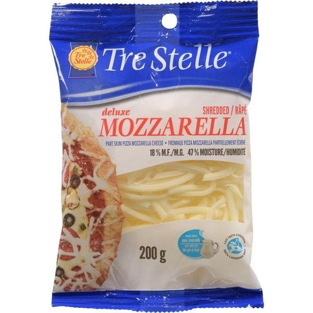 Tre Stelle Fromage Mozzarella Râpé À 16 %, 200 G -- 12 Par Boîte