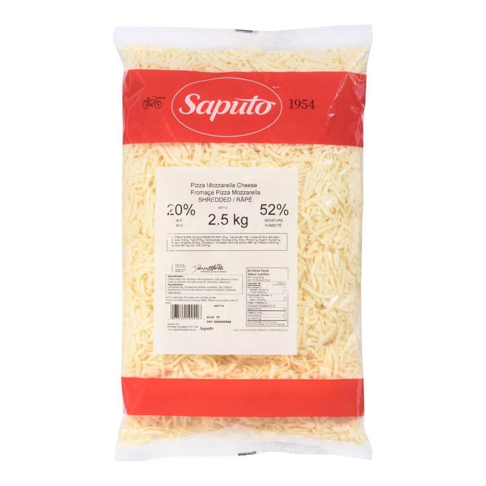 Saputo Mozzarella À 20 % De Matières Grasses, 2,5 Kg – 4 Par Carton