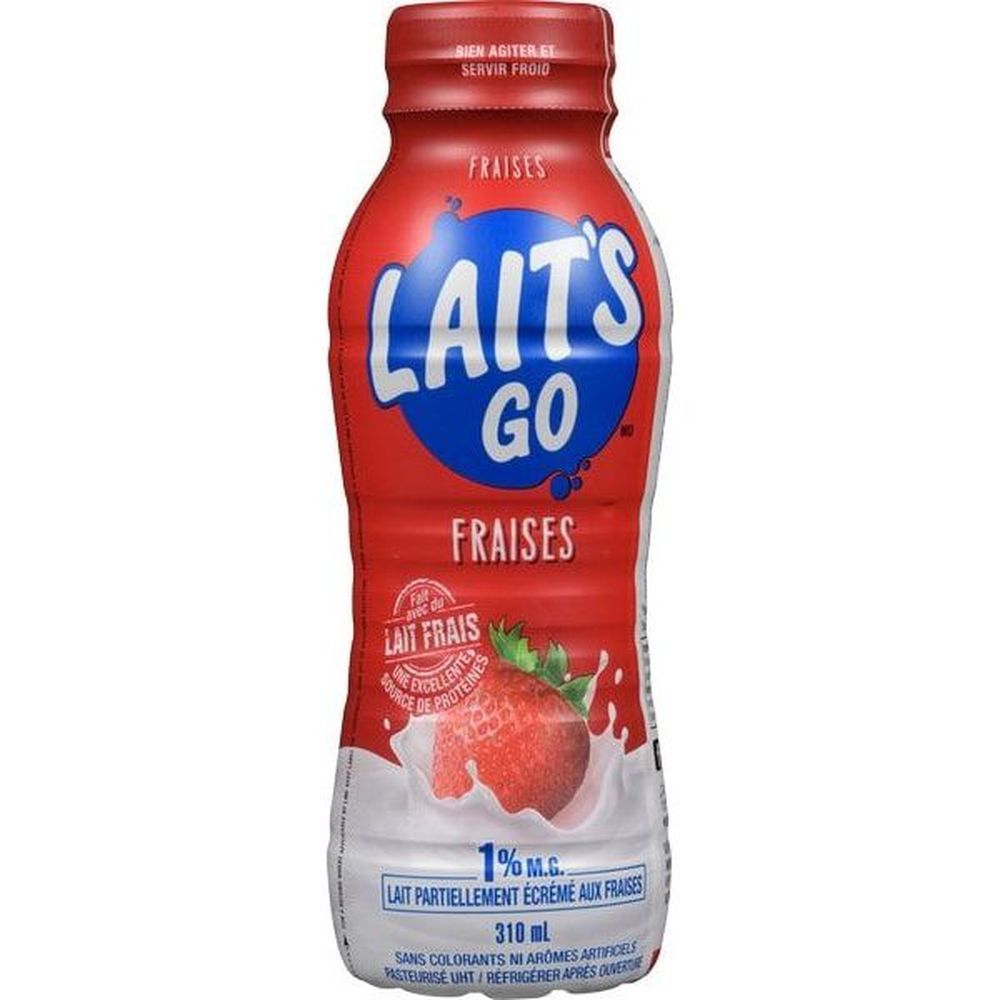 Milk2go 1 Percent Milk Fat Strawberry Milk, 310 Ml -- 12 Per Case
