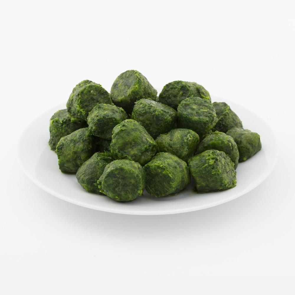 Below Zero 3/8 In Chopped Spinach Nuggets, 2 Kg - 6 Per Case