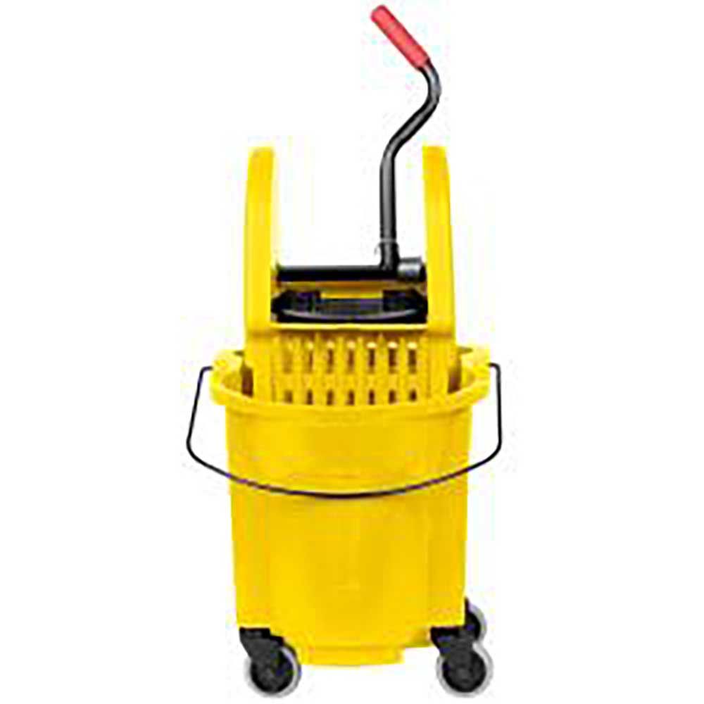 Rubbermaid Wavebrake Yellow Down-press Bucket And Wringer, 35 Qt Capacity
