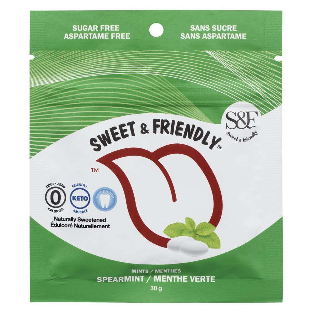 Sweet And Friendly Spearmint Mints Candies, 30 G -- 10 Per Case