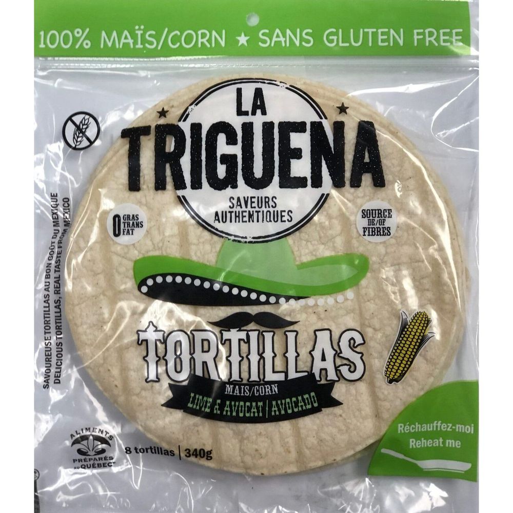 La Triguena Tortillas De Maïs Au Citron Vert Et À L'avocat De 8 Pouces, 340 G -- 6 Par Boîte