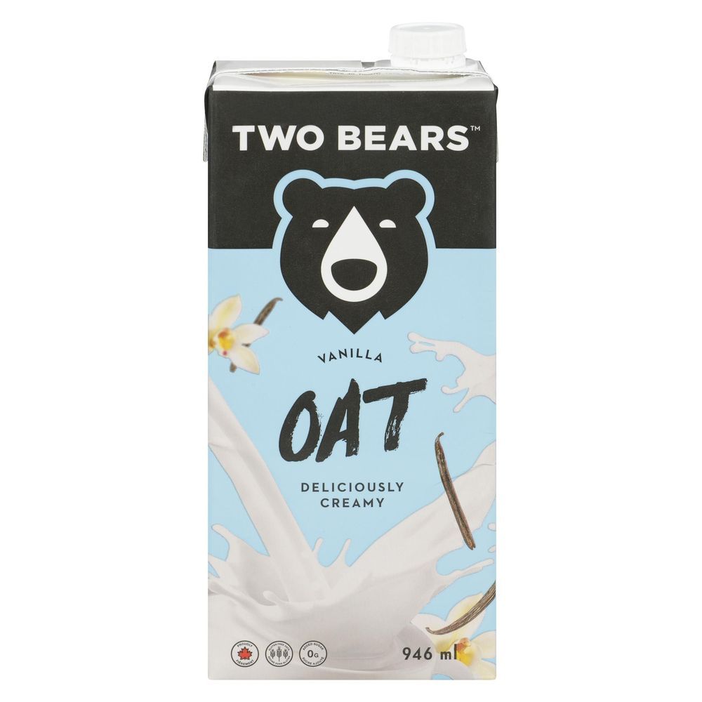 Two Bears Deliciously Creamy Unsweetened Vanilla Oat Beverage, 946 Ml -- 6 Per Case