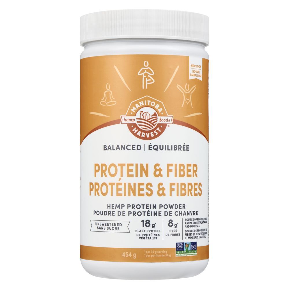 Manitoba Harvest Hemp Yeah Unsweetened Balanced Protein Plus Fiber Powder, 454 G -- 6 Per Case