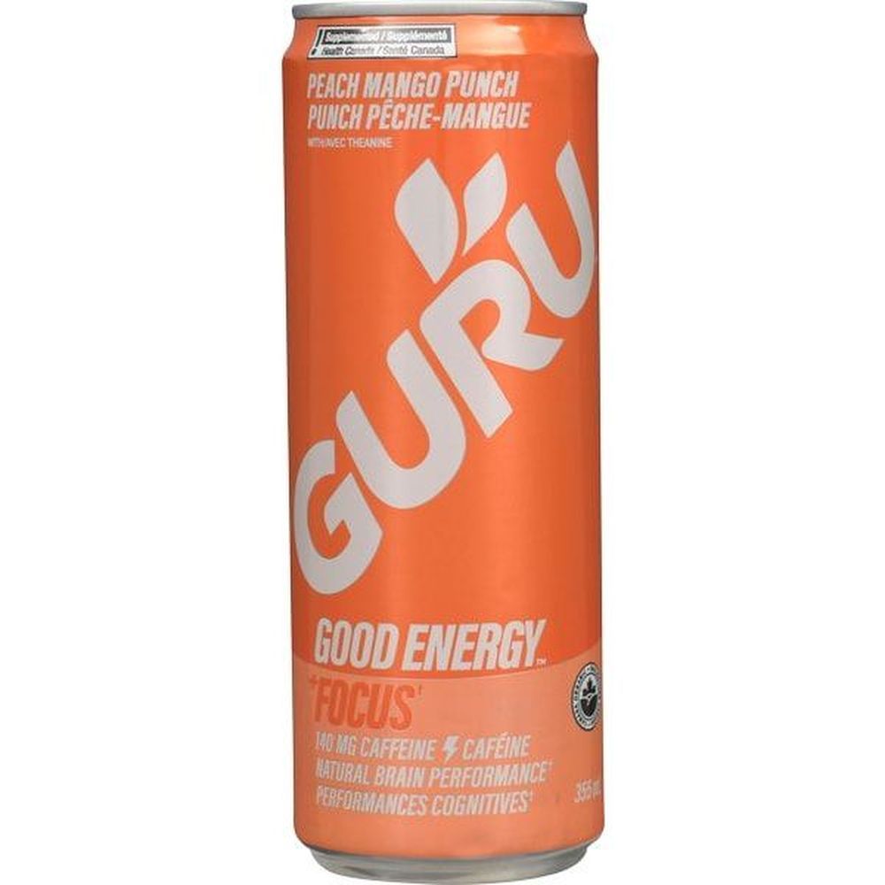 Guru Good Energy Boisson Punch Pêche-mangue, 355 Ml -- 24 Par Caisse