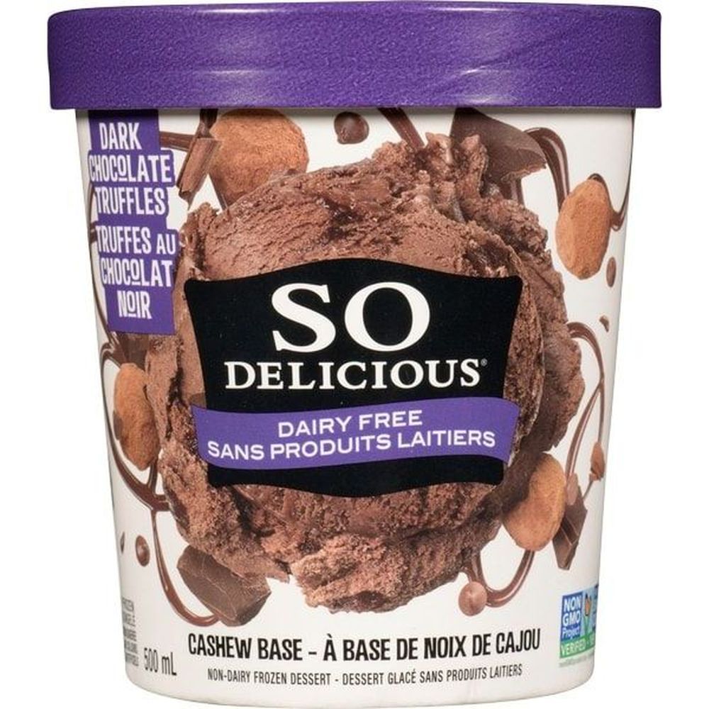 So Delicious Dessert Glacé À La Truffe Au Chocolat Noir Et Aux Noix De Cajou, 500 Ml -- 8 Par Boîte