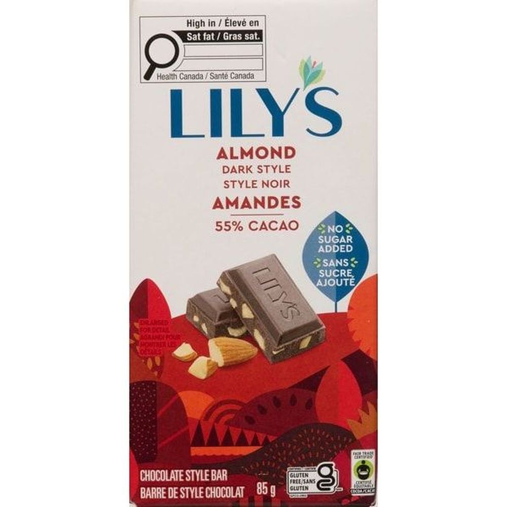 Lily's Barre De Chocolat Noir Aux Amandes Et 55 % De Cacao, 85 G -- 20 Par Boîte