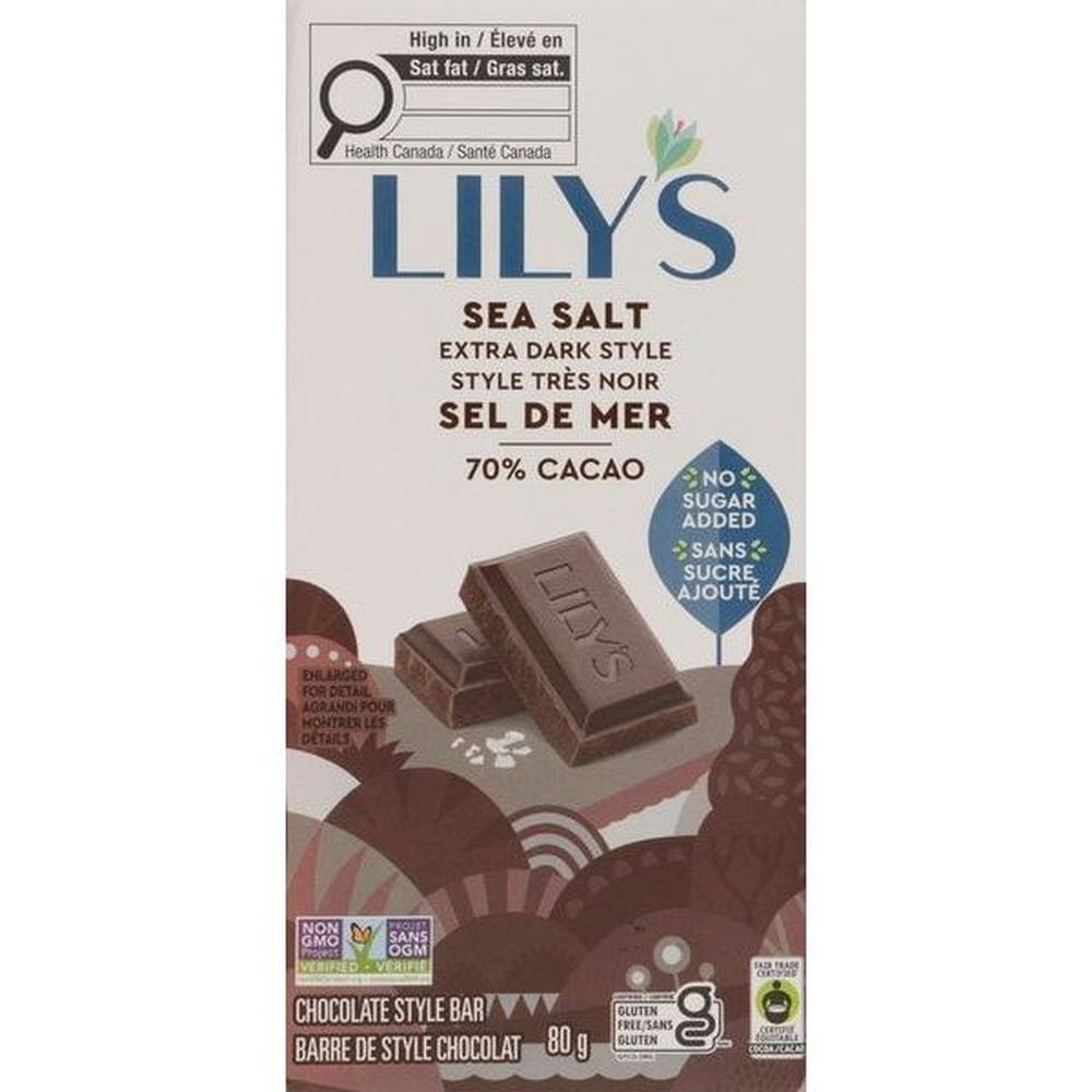 Lily's Barre De Chocolat Extra Noir Au Sel De Mer Et 70 % De Cacao, 80 G -- 20 Par Boîte