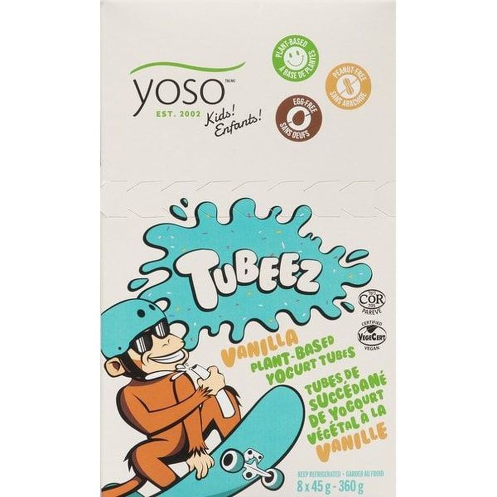 Yoso Tubeez Vanilla Plant Based Yogurt Tubes, 45 G -- 6 Per Case