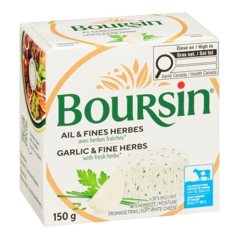 Boursin Fromage Blanc Frais À L'ail Et Aux Fines Herbes, 150 G – 12 Unités Par Carton