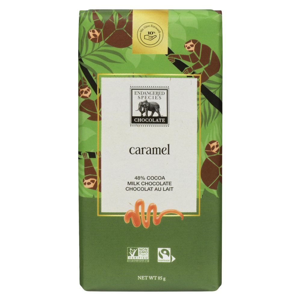 Endangered Species ,chocolat Au Lait À 48 % De Cacao Avec Un Riche Caramel, 85 G