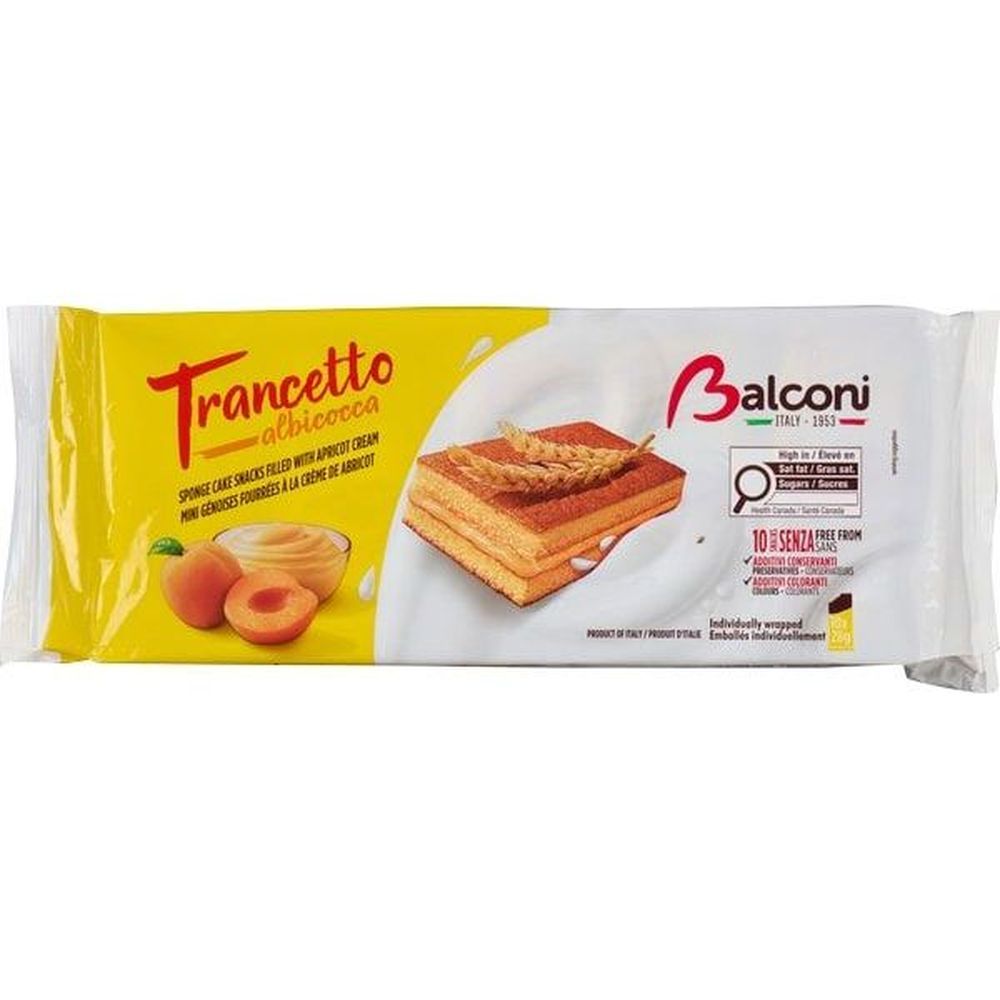 Balconi Gâteau Éponge Moelleux Aux Abricots Trancetto, 280 G -- 15 Par Boîte